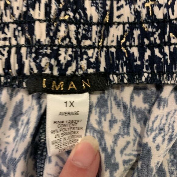 IMAN Global Chic Wide Leg Palazzo Pants Elastic Waist Size 1X Flowy - Picture 2 of 4